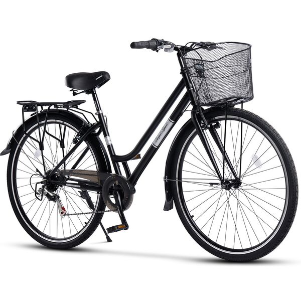 Bicicleta Trekking Carpat Altay C28262G Roti 28", Echipare Shimano, 7 Viteze, Maneta Rotativa, Cos fata, Negru/Gri