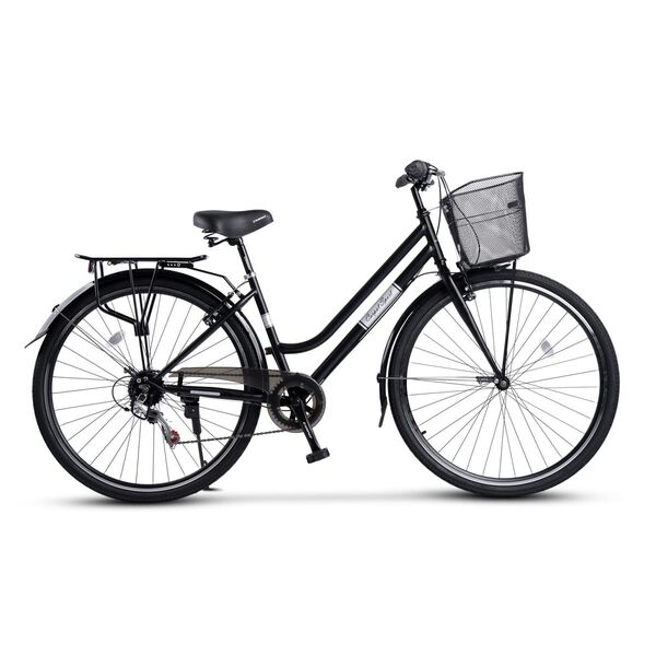 Bicicleta Trekking Carpat Altay C28262G Roti 28", Echipare Shimano, 7 Viteze, Maneta Rotativa, Cos fata, Negru/Gri