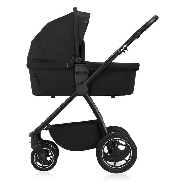 Carucior 2 in 1, Lionelo, Meril, Cu landou si scaun cu dimensiune XL, Reversibil, Cu sistem de ventilatie 3D, Cu accesorii, Pana la 22 kg, Conform cu EN1888-1 EN1888-2, EN1466, Negru, Culoare: Negru