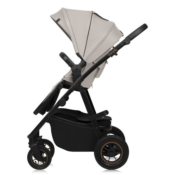 Carucior 3 in 1, Lionelo, Amber Plus, Cadru aluminiu, Cu landou intarit si salteluta moale, Cu scoica auto testata ADAC, Reversibil, Maner ajustabil, Cu accesorii, Cu ventilatie panoramica 3D, Pana la 22 kg, EN1888-1, EN1888-2, EN1466, ECE R129, Bej, Culoare: Bej