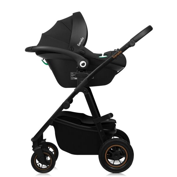 Carucior 3 in 1, Lionelo, Amber Plus, Cadru aluminiu, Cu landou intarit si salteluta moale, Cu scoica auto testata ADAC, Reversibil, Maner ajustabil, Cu accesorii, Cu ventilatie panoramica 3D, Pana la 22 kg, EN1888-1, EN1888-2, EN1466, ECE R129, Verde, Culoare: Verde