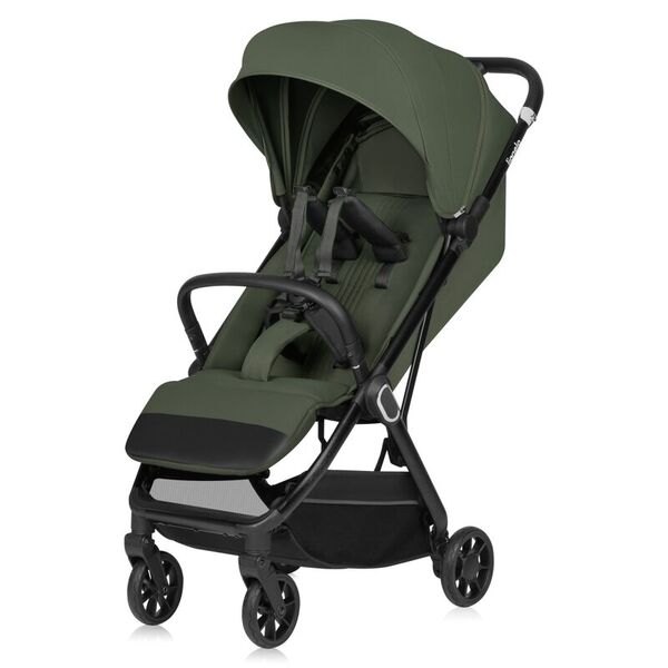 Carucior sport, Lionelo, Bess, Greutate 7.5 kg, Sustine 22 kg, 6 luni+, Capotina impermeabila si protectie SPF 50+, Include suport sticla, Pliere cu o singura mana, Maner pentru transport, Verde, Culoare: Verde