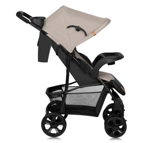 Carucior sport, Lionelo, Emma Plus, Cu tavita, 2 Suporturi pentru pahar, Geanta accesorii, Conform cu standardul european de securitate EN1888-1, Bej, Culoare: Bej