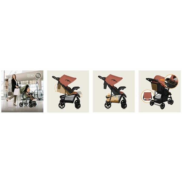Carucior sport, Lionelo, Emma Plus, Cu tavita, 2 Suporturi pentru pahar, Geanta accesorii, Conform cu standardul european de securitate EN1888-1, Roz, Culoare: Roz