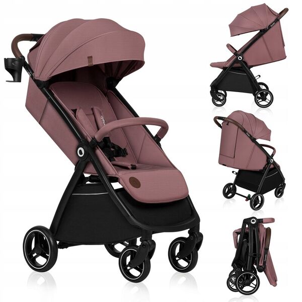 Carucior sport, Lionelo, Ingrid, Capotina impermeabila cu filtru UPF50+, Pana la 22 Kg, Spatar reglabil in 3 pozitii, Include suport pahar si plasa de tantari, Sistem pentru pliere automata, 6 luni+, Roz, Culoare: Roz