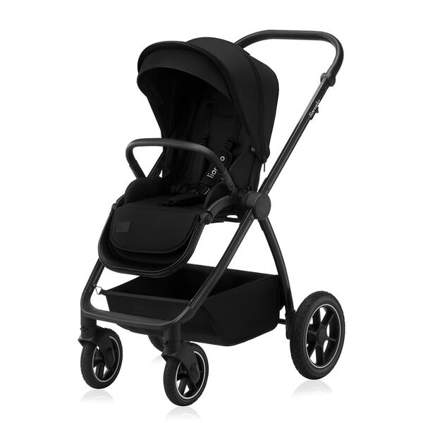Carucior 3 in 1, Lionelo, Meril, Cu landou de dimensiune XL, Reversibil, Cu scoica auto testata ADAC, Cu accesorii, Pana la 22 kg, Conform cu EN1888-1 EN1888-2, EN1466, Bej, Culoare: Negru