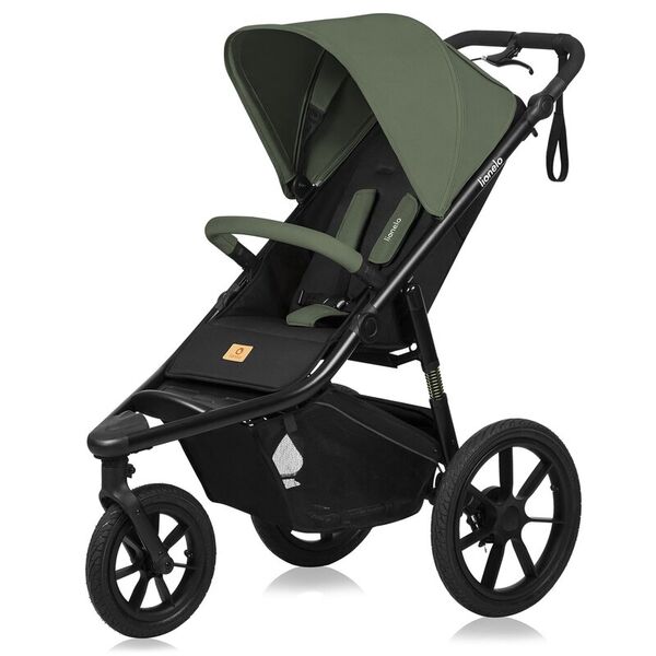 Carucior sport, Lionelo, Azura, Cu 3 roti, Cu baldachin XXL impermeabil, Pliere compacta, Pana la 22 kg, 6-48 luni, Conform cu standardele europene de securitate EN1888-1 si EN1888-2, Negru, Culoare: Negru