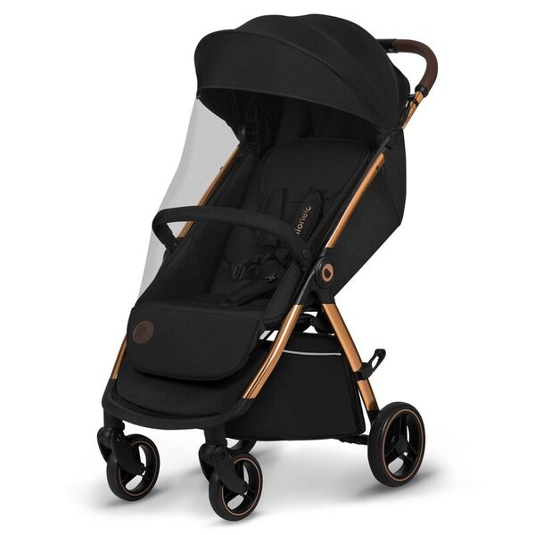 Carucior sport, Lionelo, Ingrid, Capotina impermeabila cu filtru UPF50+, Pana la 22 Kg, Spatar reglabil in 3 pozitii, Include suport pahar si plasa de tantari, Sistem pentru pliere automata, 6 luni+, Negru, Culoare: Negru