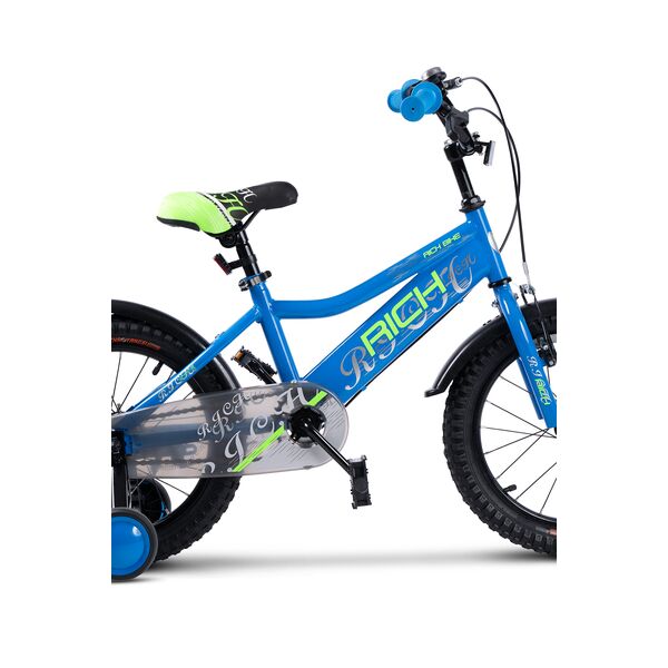 Bicicleta Copii 4-6 ani Rich R1605A 16", Albastru/Verde