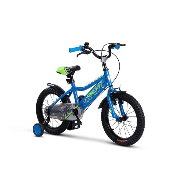 Bicicleta Copii 4-6 ani Rich R1605A 16", Albastru/Verde