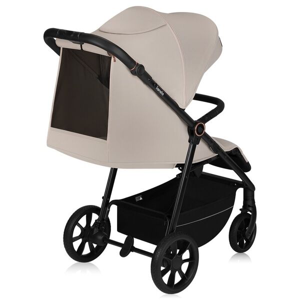 Carucior sport, Lionelo, Iva, Sustine 22 kg, 6 luni+, Capotina mare, Impermeabila, Protectie SPF 50+, 3 pozitii inclinare spatar, 8 pozitii inclinare suport picioare, 5 pozitii reglare maner, Include plasa de tantari si suport pentru biberon, Bej, Culoare: Bej