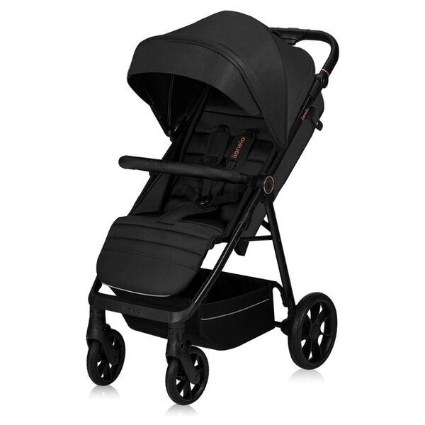 Carucior sport, Lionelo, Mira, Maner reglabil in 5 pozitii, Spatar si suport de picioare reglabile, Plasa de tantari si suport biberon incluse, Pana la 22 kg, 6 luni+, Conform cu EN1888-1, EN1888-2, Testare SGS, Negru, Culoare: Negru