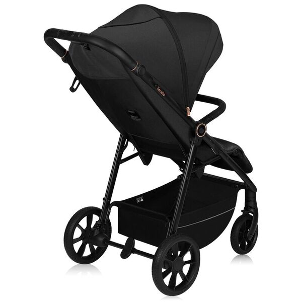 Carucior sport, Lionelo, Mira, Maner reglabil in 5 pozitii, Spatar si suport de picioare reglabile, Plasa de tantari si suport biberon incluse, Pana la 22 kg, 6 luni+, Conform cu EN1888-1, EN1888-2, Testare SGS, Negru, Culoare: Negru