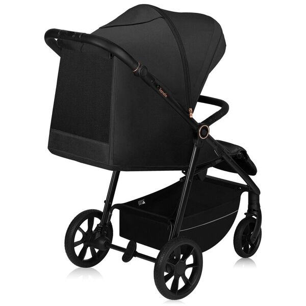 Carucior sport, Lionelo, Mira, Maner reglabil in 5 pozitii, Spatar si suport de picioare reglabile, Plasa de tantari si suport biberon incluse, Pana la 22 kg, 6 luni+, Conform cu EN1888-1, EN1888-2, Testare SGS, Negru, Culoare: Negru
