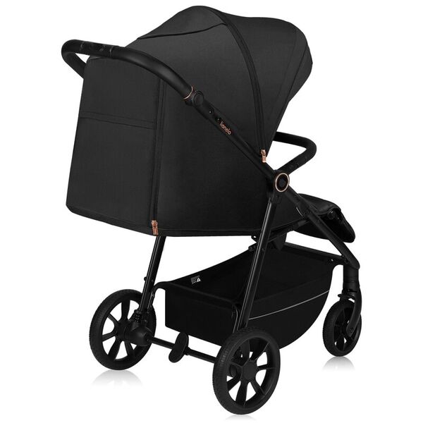 Carucior sport, Lionelo, Mira, Maner reglabil in 5 pozitii, Spatar si suport de picioare reglabile, Plasa de tantari si suport biberon incluse, Pana la 22 kg, 6 luni+, Conform cu EN1888-1, EN1888-2, Testare SGS, Negru, Culoare: Negru