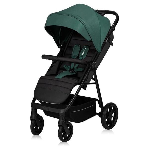 Carucior sport, Lionelo, Mira, Maner reglabil in 5 pozitii, Spatar si suport de picioare reglabile, Plasa de tantari si suport biberon incluse, Pana la 22 kg, 6 luni+, Conform cu EN1888-1, EN1888-2, Testare SGS, Verde, Culoare: Verde