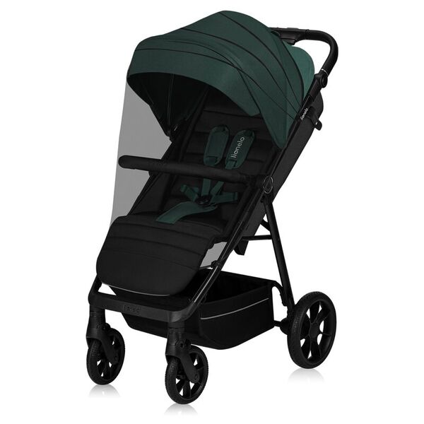 Carucior sport, Lionelo, Mira, Maner reglabil in 5 pozitii, Spatar si suport de picioare reglabile, Plasa de tantari si suport biberon incluse, Pana la 22 kg, 6 luni+, Conform cu EN1888-1, EN1888-2, Testare SGS, Verde, Culoare: Verde