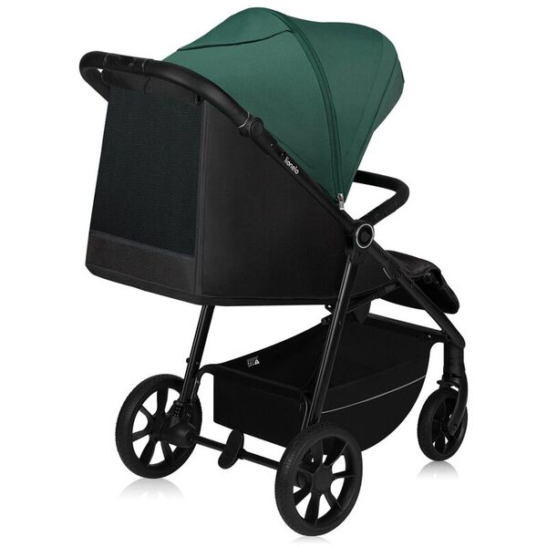 Carucior sport, Lionelo, Mira, Maner reglabil in 5 pozitii, Spatar si suport de picioare reglabile, Plasa de tantari si suport biberon incluse, Pana la 22 kg, 6 luni+, Conform cu EN1888-1, EN1888-2, Testare SGS, Verde, Culoare: Verde