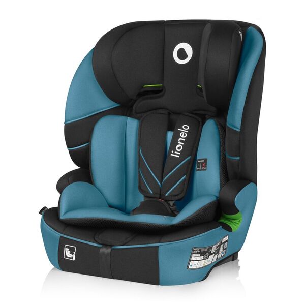 Scaun auto i-Size, Lionelo, Levi Fix, 76 - 150 cm, 1/2/3, ISOFIX + Top Tether, Tetiera reglabila in 10 pozitii, Insertie ergonomica Dri-Seat, Tapiterie lavabila, Testat la impact, Baza lata, Cotiere practice, Conform cu R129, Albastru, Culoare: Albastru