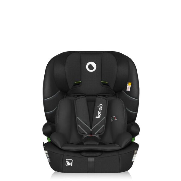 Scaun auto i-Size, Lionelo, Levi Fix, 76 - 150 cm, 1/2/3, ISOFIX + Top Tether, Tetiera reglabila in 10 pozitii, Insertie ergonomica Dri-Seat, Tapiterie lavabila, Testat la impact, Baza lata, Cotiere practice, Conform cu R129, Negru, Culoare: Negru