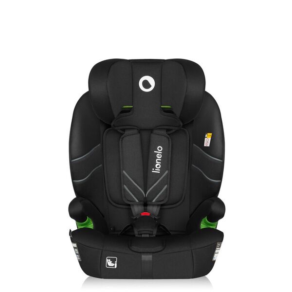 Scaun auto i-Size, Lionelo, Levi Fix, 76 - 150 cm, 1/2/3, ISOFIX + Top Tether, Tetiera reglabila in 10 pozitii, Insertie ergonomica Dri-Seat, Tapiterie lavabila, Testat la impact, Baza lata, Cotiere practice, Conform cu R129, Negru, Culoare: Negru