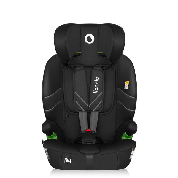 Scaun auto i-Size, Lionelo, Levi Fix, 76 - 150 cm, 1/2/3, ISOFIX + Top Tether, Tetiera reglabila in 10 pozitii, Insertie ergonomica Dri-Seat, Tapiterie lavabila, Testat la impact, Baza lata, Cotiere practice, Conform cu R129, Negru, Culoare: Negru