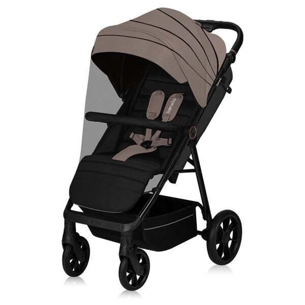 Carucior sport, Lionelo, Mira, Maner reglabil in 5 pozitii, Spatar si suport de picioare reglabile, Plasa de tantari si suport biberon incluse, Pana la 22 kg, 6 luni+, Conform cu EN1888-1, EN1888-2, Testare SGS, Bej, Culoare: Bej