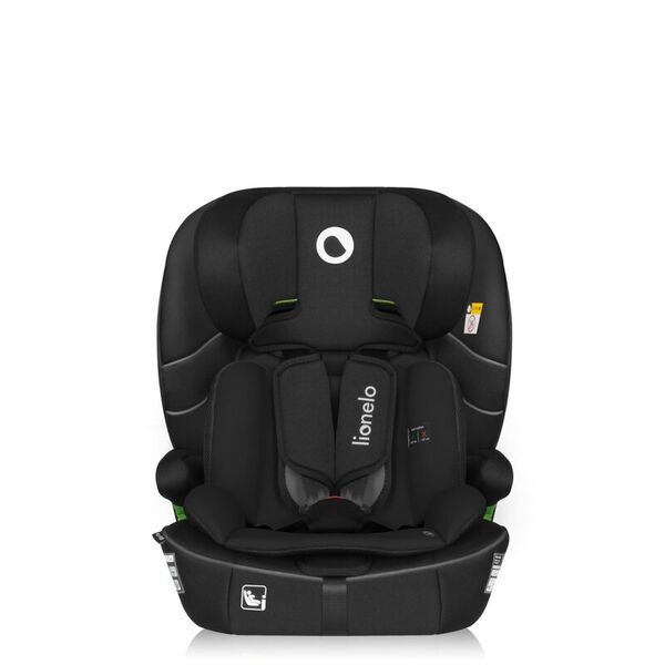 Scaun auto i-Size, Lionelo, Billy , 76 - 150 cm, 1/2/3, Isofix + top tether, Tetiera reglabila in 10 pozitii, Insertie ergonomica, Tapiterie lavabila, Testat la impact, Baza lata, Conform cu R129, Negru, Culoare: Negru