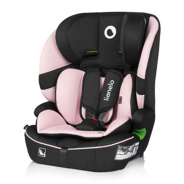 Scaun auto i-Size, Lionelo, Billy , 76 - 150 cm, 1/2/3, Isofix + top tether, Tetiera reglabila in 10 pozitii, Insertie ergonomica, Tapiterie lavabila, Testat la impact, Baza lata, Conform cu R129, Roz, Culoare: Roz