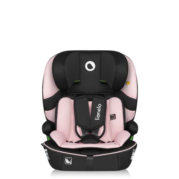 Scaun auto i-Size, Lionelo, Billy , 76 - 150 cm, 1/2/3, Isofix + top tether, Tetiera reglabila in 10 pozitii, Insertie ergonomica, Tapiterie lavabila, Testat la impact, Baza lata, Conform cu R129, Roz, Culoare: Roz