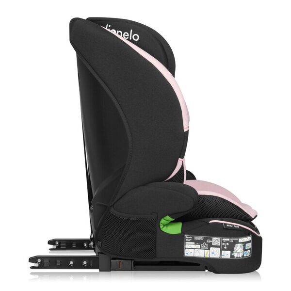 Scaun auto i-Size, Lionelo, Billy , 76 - 150 cm, 1/2/3, Isofix + top tether, Tetiera reglabila in 10 pozitii, Insertie ergonomica, Tapiterie lavabila, Testat la impact, Baza lata, Conform cu R129, Roz, Culoare: Roz
