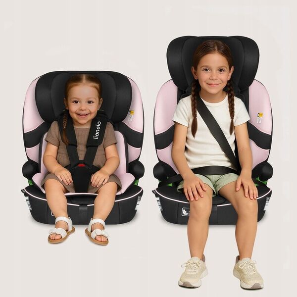 Scaun auto i-Size, Lionelo, Billy , 76 - 150 cm, 1/2/3, Isofix + top tether, Tetiera reglabila in 10 pozitii, Insertie ergonomica, Tapiterie lavabila, Testat la impact, Baza lata, Conform cu R129, Roz, Culoare: Roz