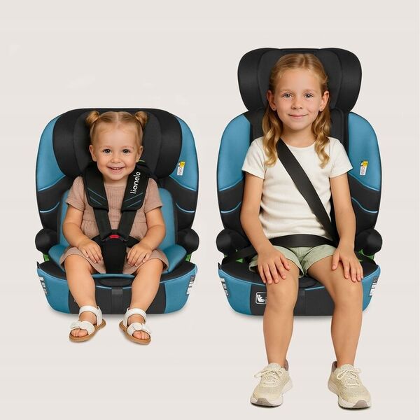 Scaun auto i-Size, Lionelo, Levi Fix, 76 - 150 cm, 1/2/3, ISOFIX + Top Tether, Tetiera reglabila in 10 pozitii, Insertie ergonomica Dri-Seat, Tapiterie lavabila, Testat la impact, Baza lata, Cotiere practice, Conform cu R129, Albastru, Culoare: Albastru