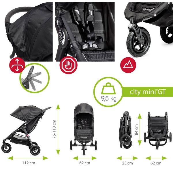 Carucior City Mini GT Charcoal Denim sistem 2 in 1, Culoare: Denim