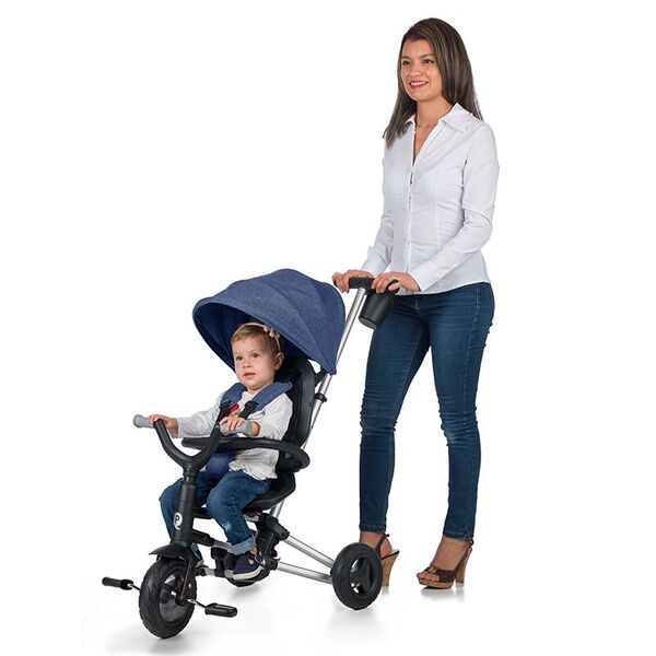 Tricicleta ultrapliabila Qplay Nova Rubber albastru inchis, Culoare: Albastru Inchis