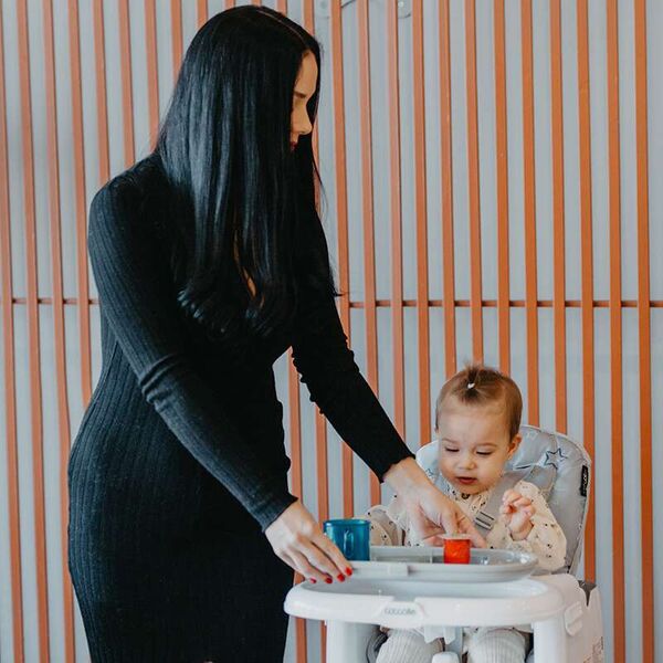 Scaun de luat masa multifunctional Coccolle Ziti Beige Dots, Culoare: Bej