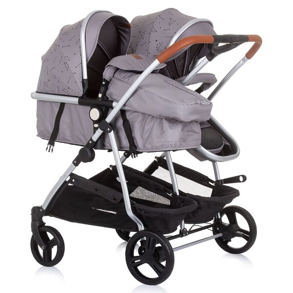 Carucior gemeni Chipolino Duo Smart 3 in 1 graphite, Culoare: Gri