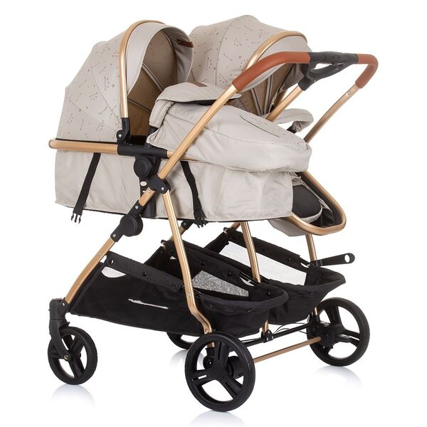 Carucior gemeni Chipolino Duo Smart 2 in 1 sand, Culoare: Bej