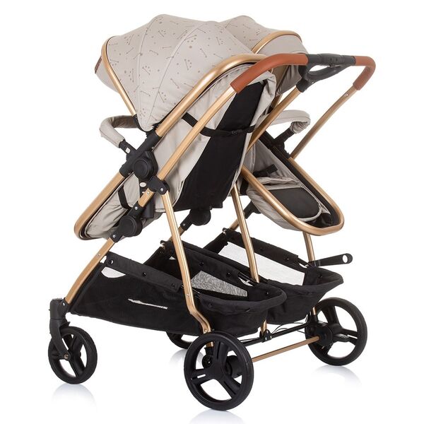 Carucior gemeni Chipolino Duo Smart 2 in 1 sand, Culoare: Bej