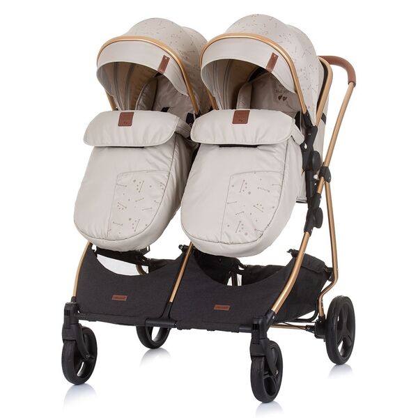 Carucior gemeni Chipolino Duo Smart 2 in 1 sand, Culoare: Bej