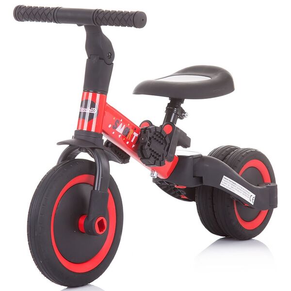 Tricicleta si bicicleta Chipolino Smarty 2 in 1 red, Culoare: Rosu