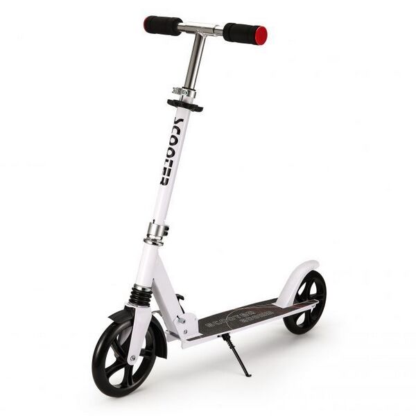 Trotineta urbana ECOTOYS SSWT-2019, cadru usor din aluminiu, roti mari, cu amortizor, picior de sprijin, alba 