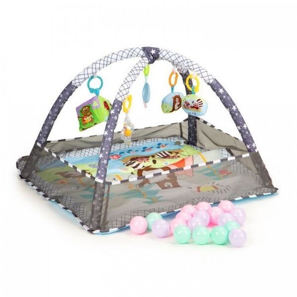 Salteluta de joaca 3 in 1 pentru copii cu jucarii si 18 bile Ecotoys CC9040