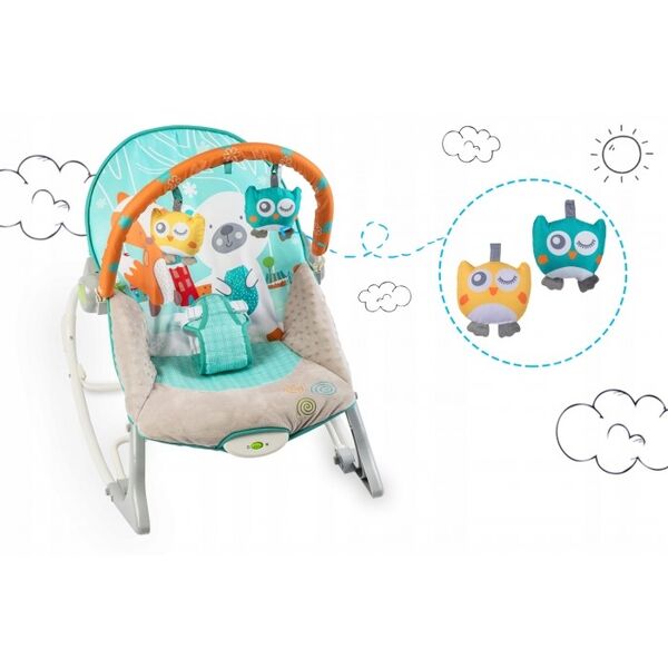 Balansoar cu vibratii, vulpita si ursul, Ricokids 7309 - Turcoaz