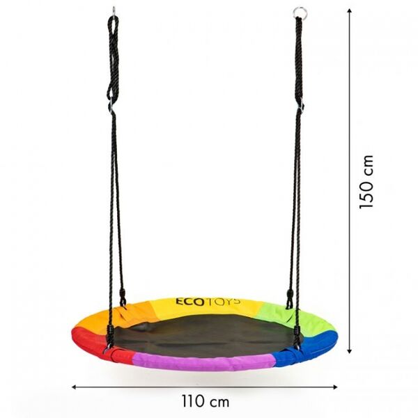 Leagan pentru copii rotund, tip cuib de barza, suspendat, 110 cm, Ecotoys MIR6001 - Multicolor