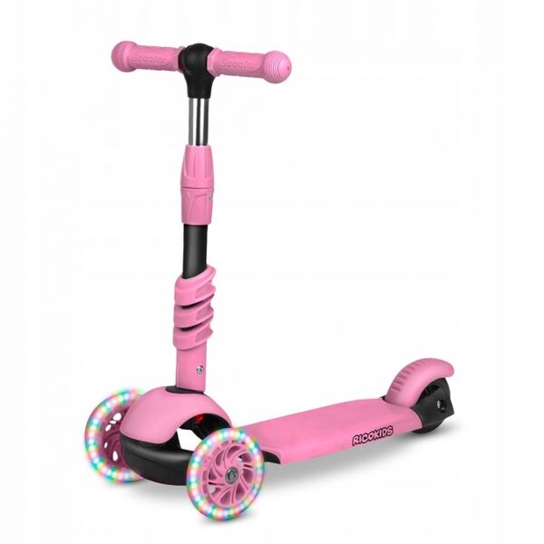 Trotineta 3 in 1 cu roti cu LED Ricokids Todi 765400 - Roz