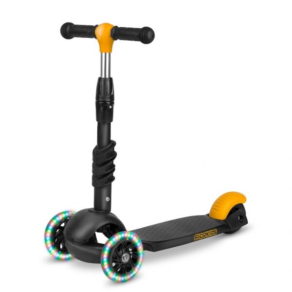 Trotineta 3 in 1 cu roti cu LED Ricokids Cubi 765500 - Negru - Portocaliu
