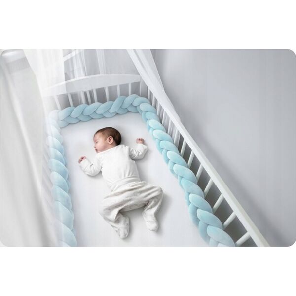 Protectie laterala pentru patut, impletita, 3 M, Ricokids 722111 - Albastru