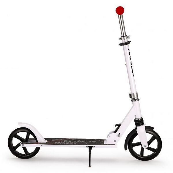 Trotineta urbana ECOTOYS SSWT-2019, cadru usor din aluminiu, roti mari, cu amortizor, picior de sprijin, alba 