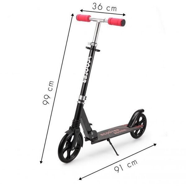 Trotineta urbana ECOTOYS SSWT-2019, cadru usor din aluminiu, roti mari, cu amortizor, picior de sprijin, alba 